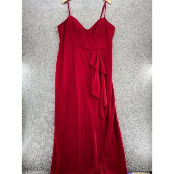 Davids Bridal Dress Women 20 Plus Valentina Red Everning Gown Bustier Drape Knit - Picture 1 of 9